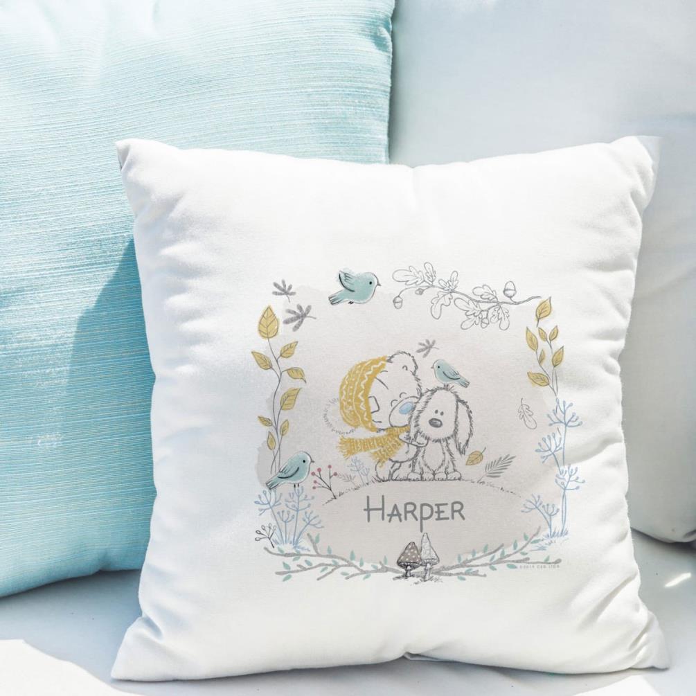Personalised Tiny Tatty Teddy Autumn Leaves Border Cushion Extra Image 1